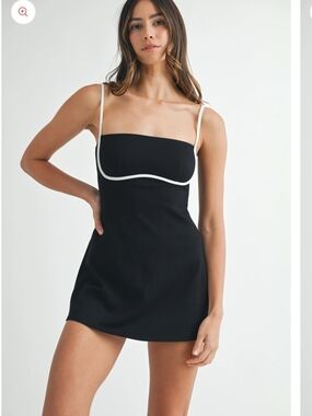 Mable Contrast Binding A-Line Mini Dress w/ Shorts Tennis Athleisure Size S